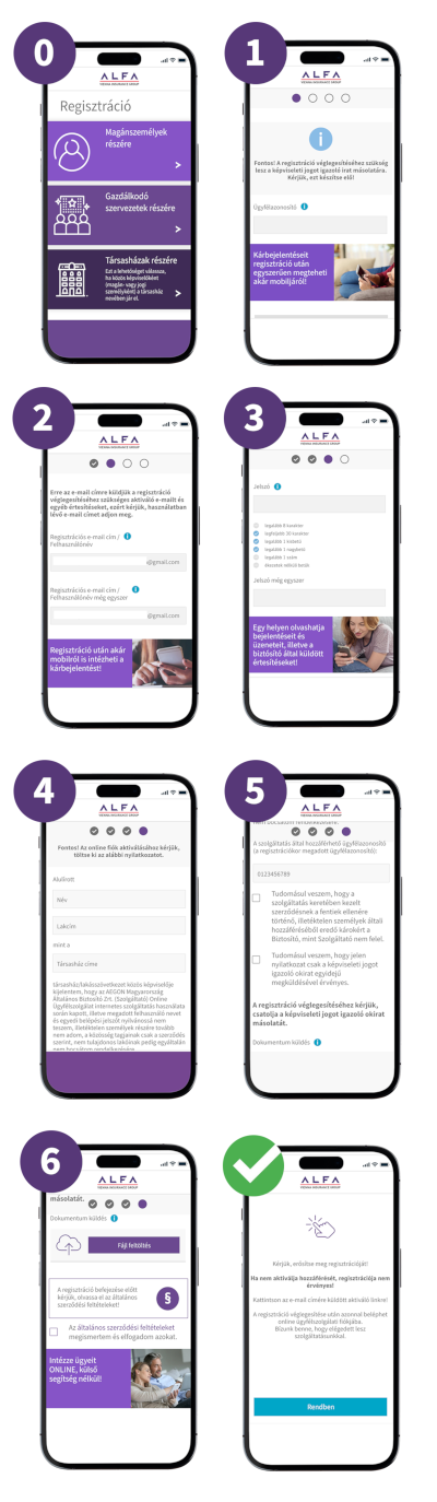 Alfa Biztosító online ügyfélszolgálat regisztráció lépései - Társasházak részére
