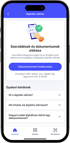 Szerződések és dokumentumok aláírása menüpont